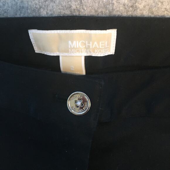 Michael Kors Brushed Skinny Black Ankle Pants, Women's Size 2 Tapered, Slit - Picture 4 of 8